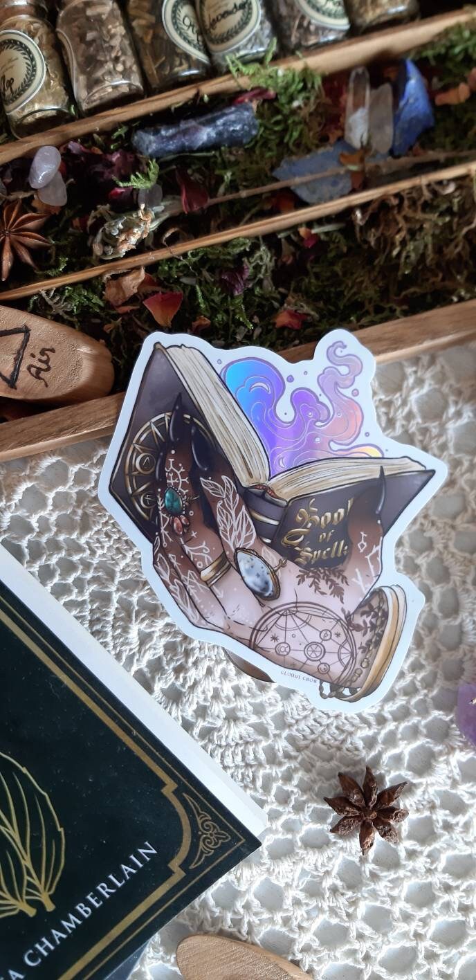Book of spell witch sticker holographic