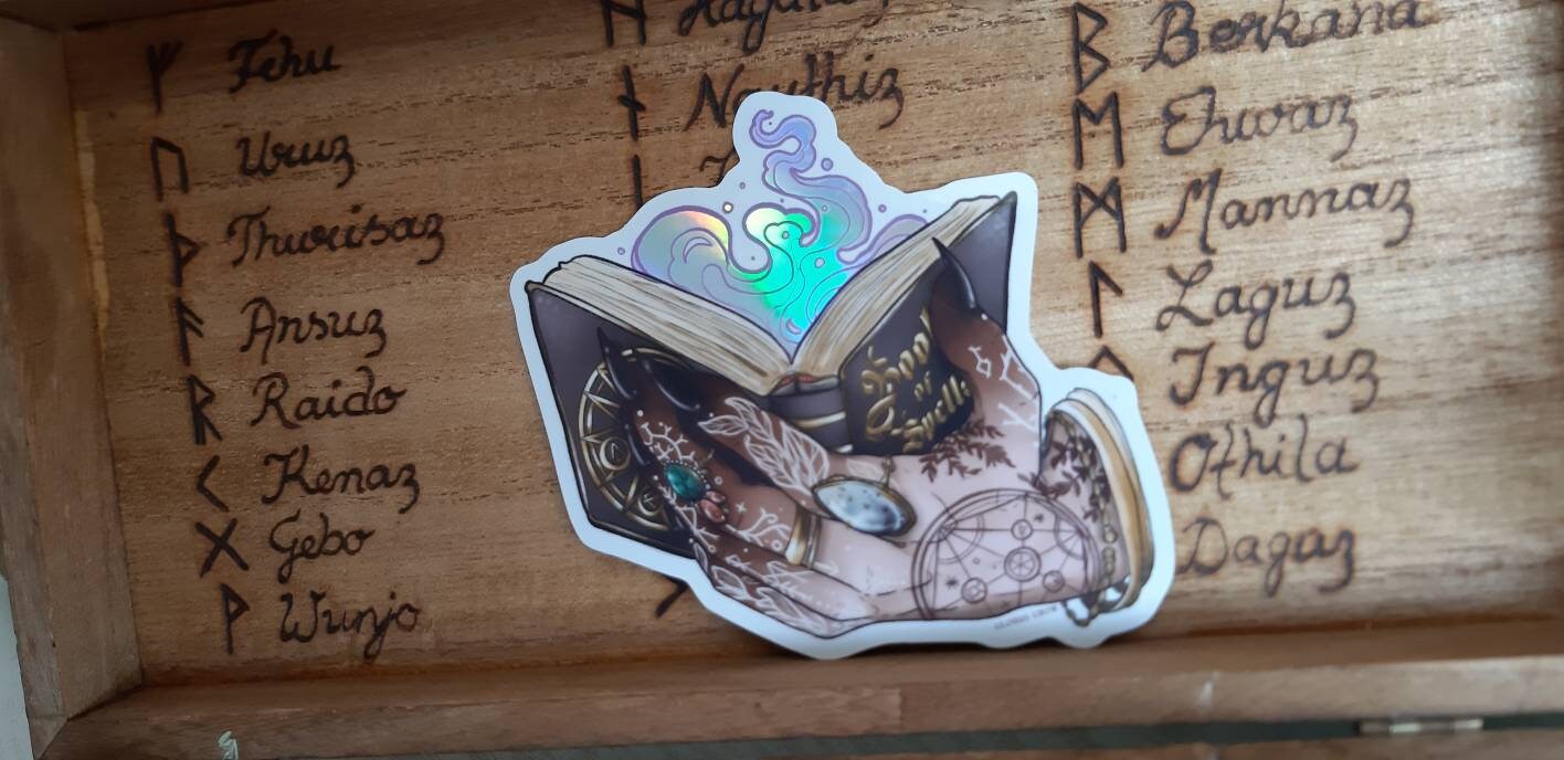 Book of spell witch sticker holographic