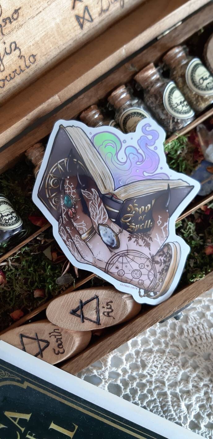 Book of spell witch sticker holographic