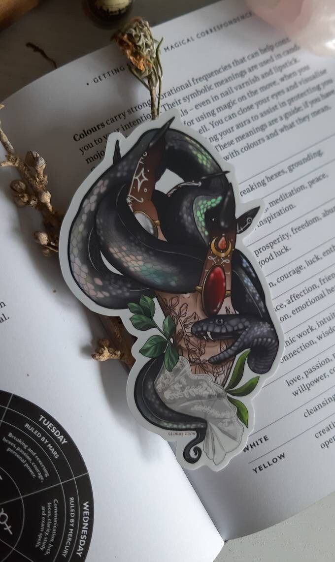 Witch familiar snake holographic sticker