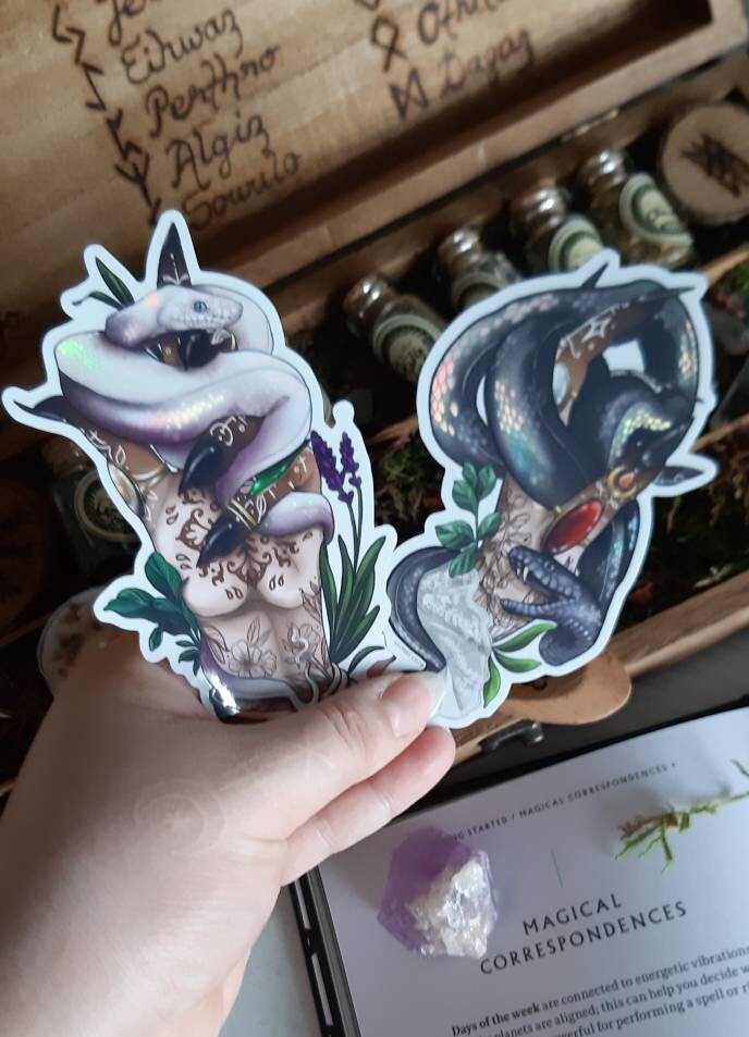 Witch familiar snake holographic sticker