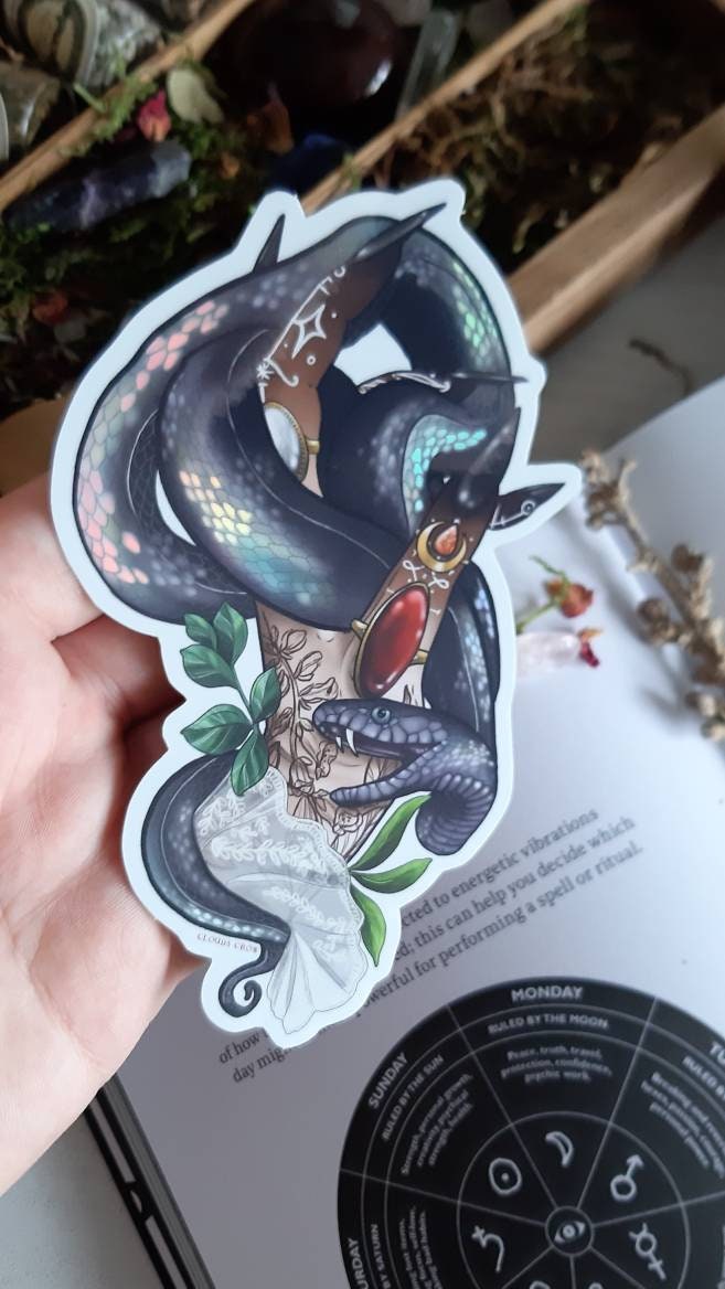 Witch familiar snake holographic sticker
