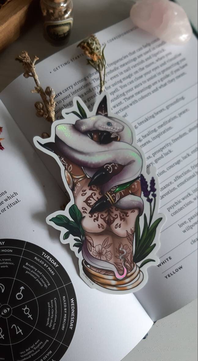 Witch familiar snake holographic sticker