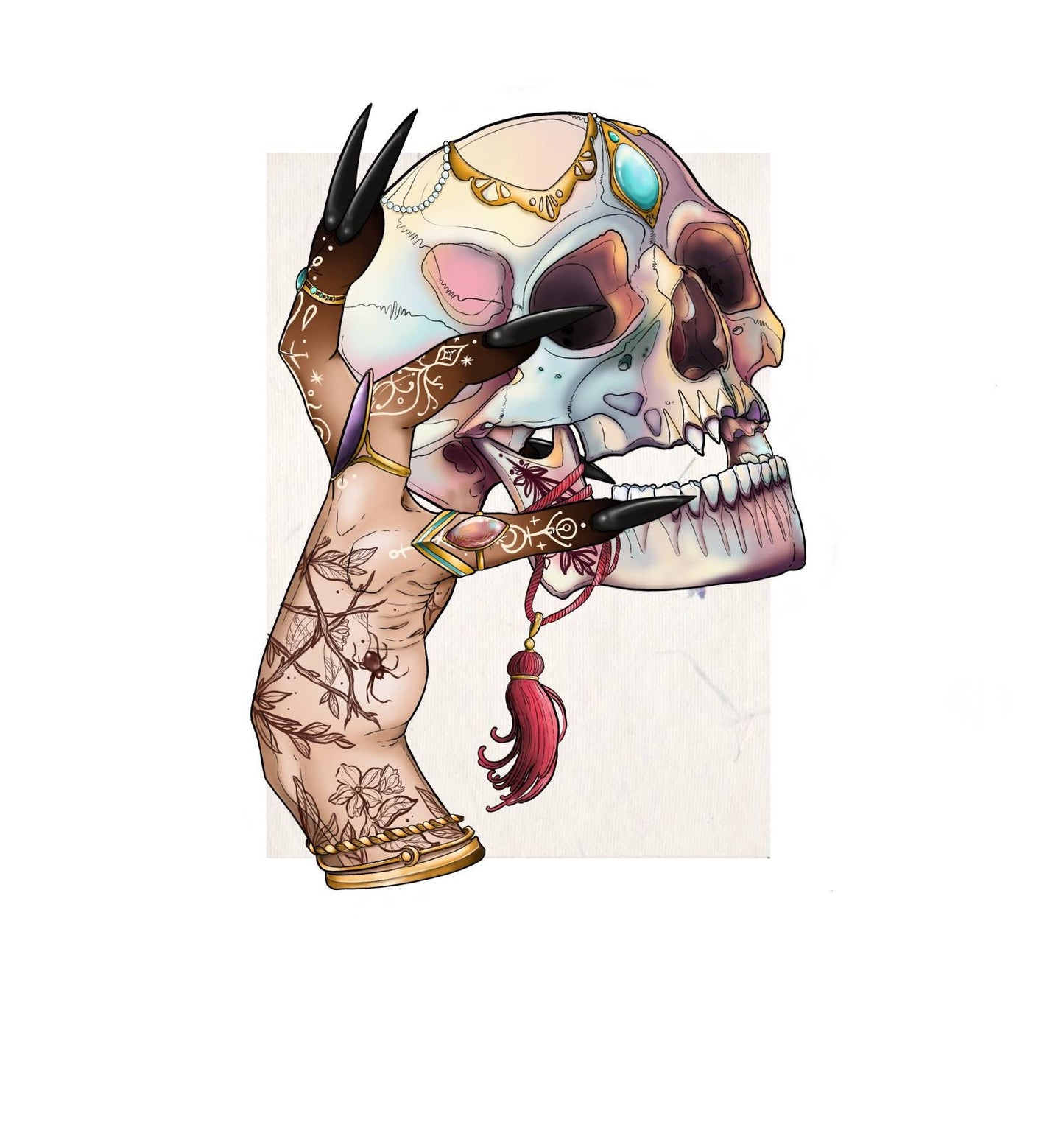 Sweet skull witch holographic sticker