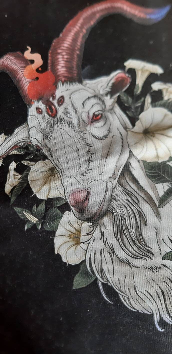 Sweet devil goat & datura witch tote bag coton bio