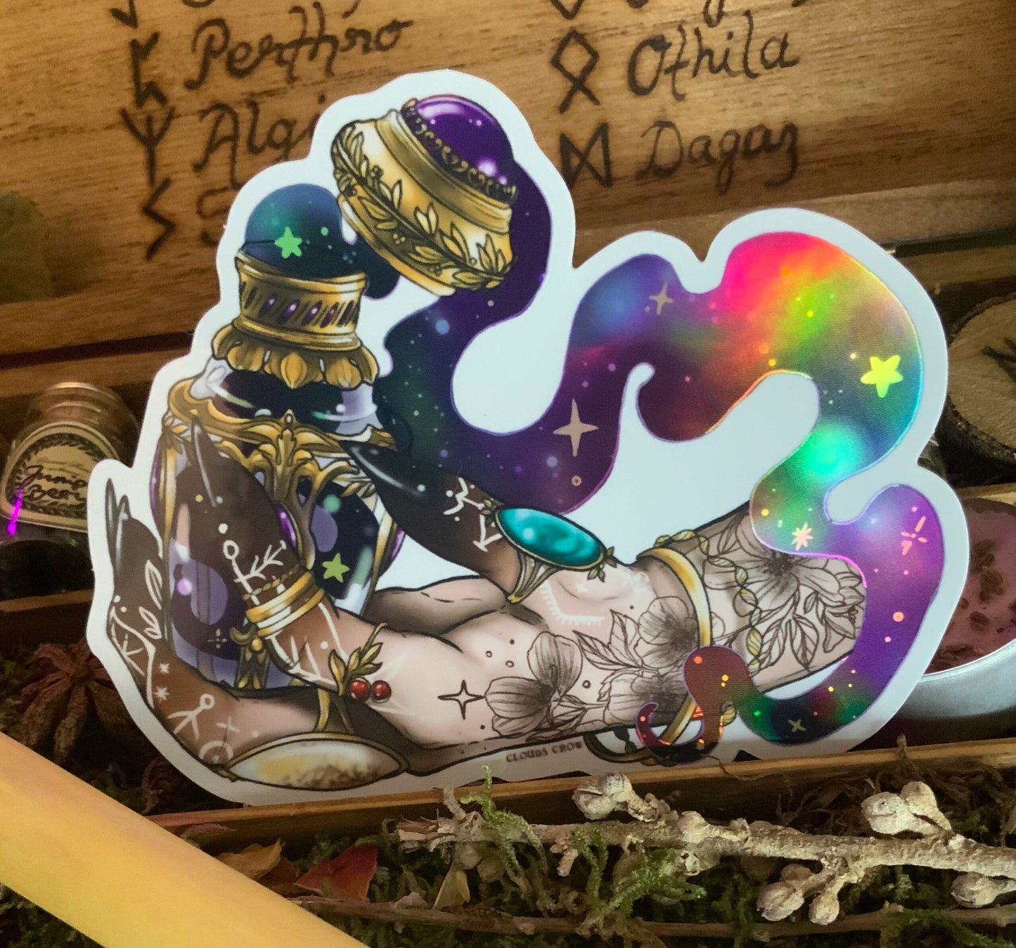 Nox & lux potion witch sticker holographic