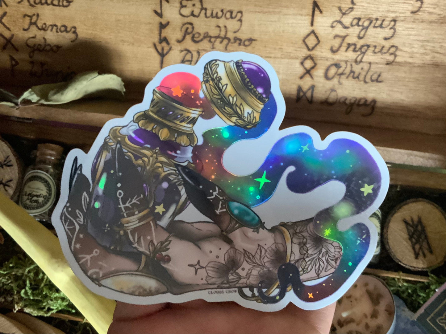 Nox & lux potion witch sticker holographic