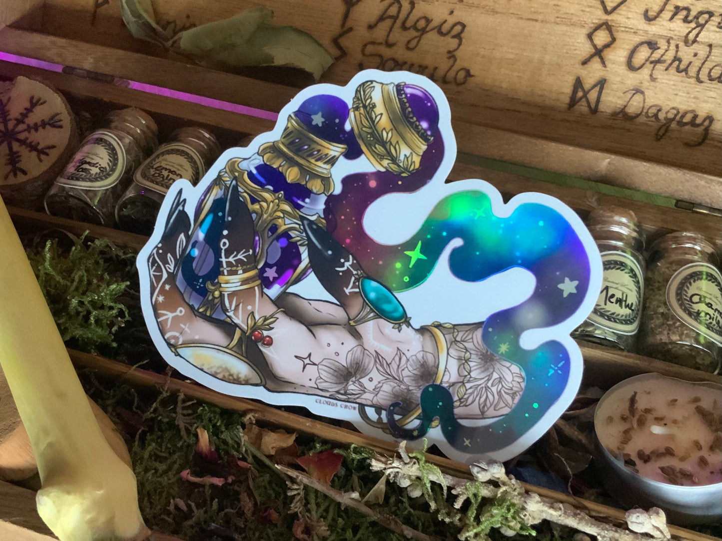Nox & lux potion witch sticker holographic
