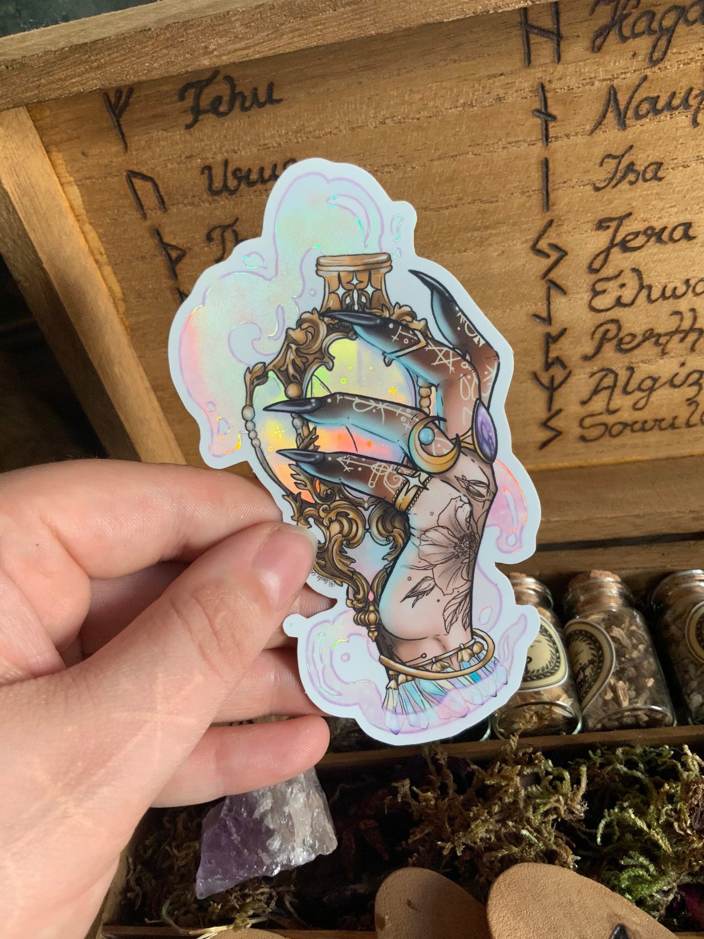 Nox & lux potion witch sticker holographic
