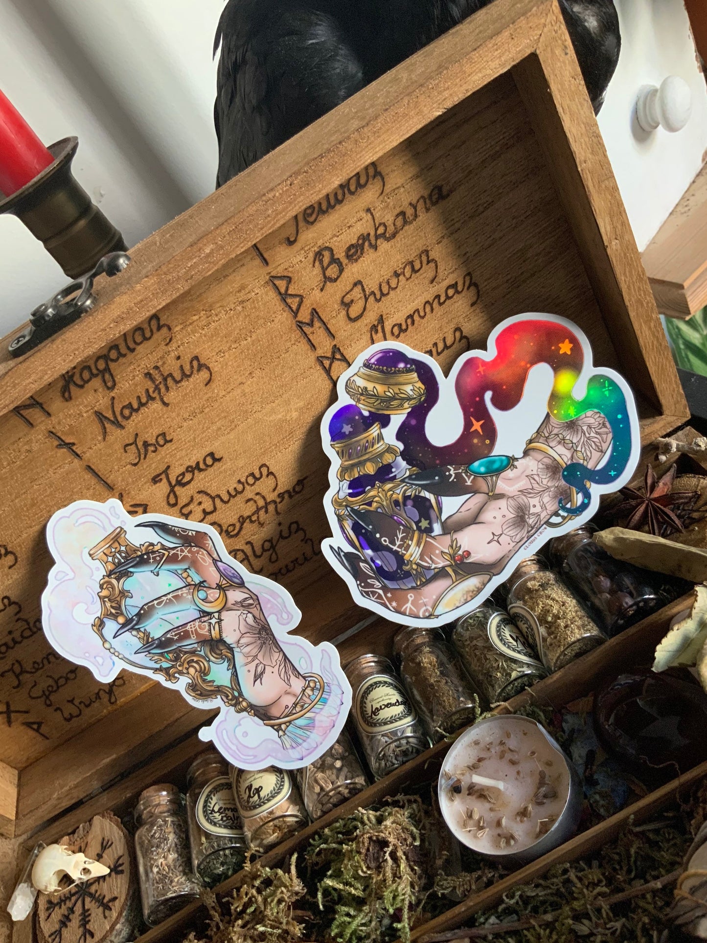 Nox & lux potion witch sticker holographic