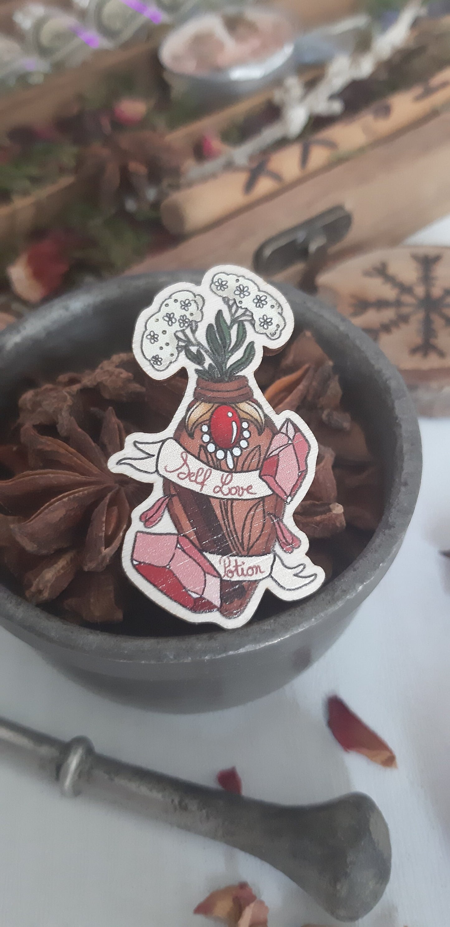 Self love potion wooden pine (FSC wood/ eco friendly)