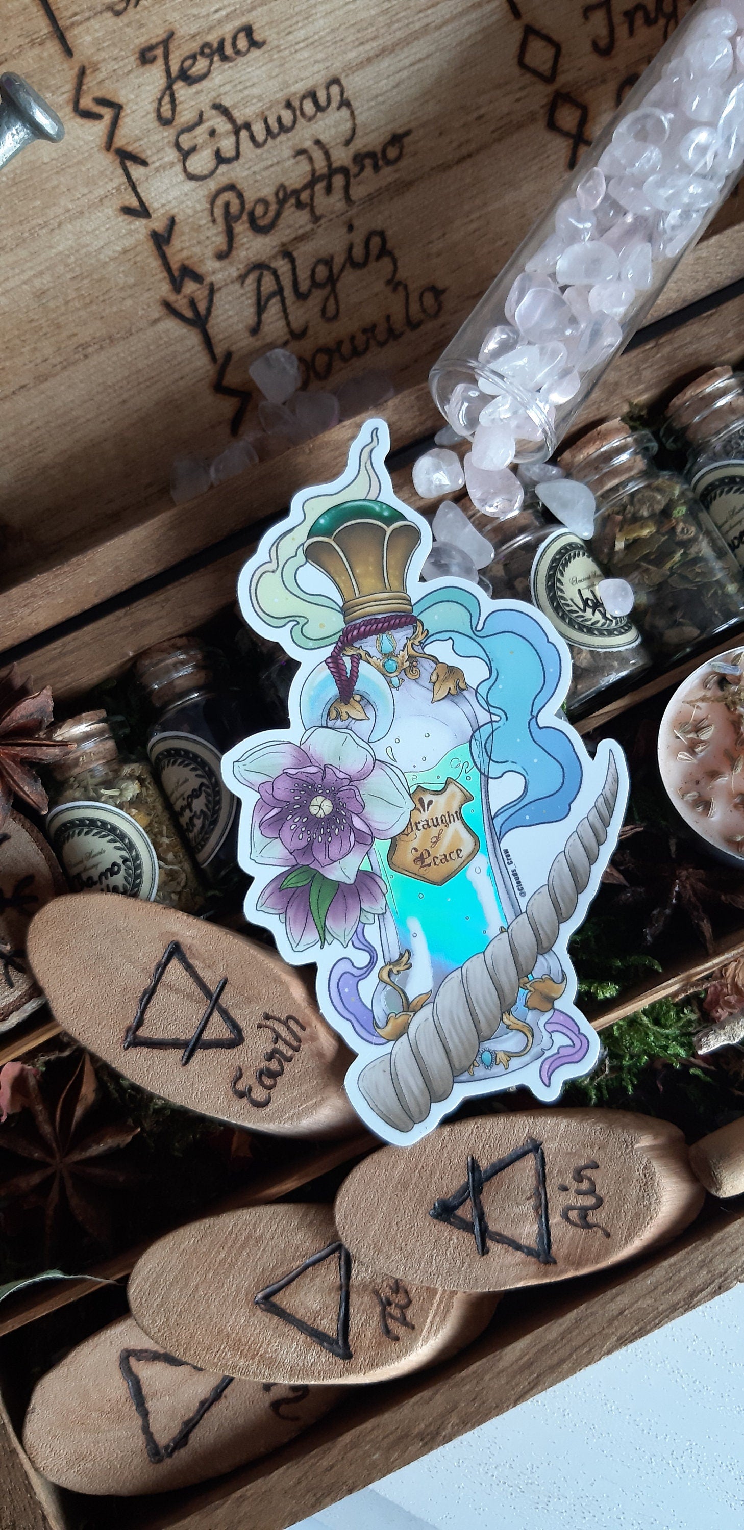 Draught of peace potion holographic sticker