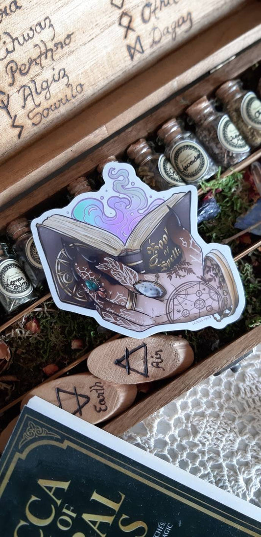 Book of spell witch sticker holographic