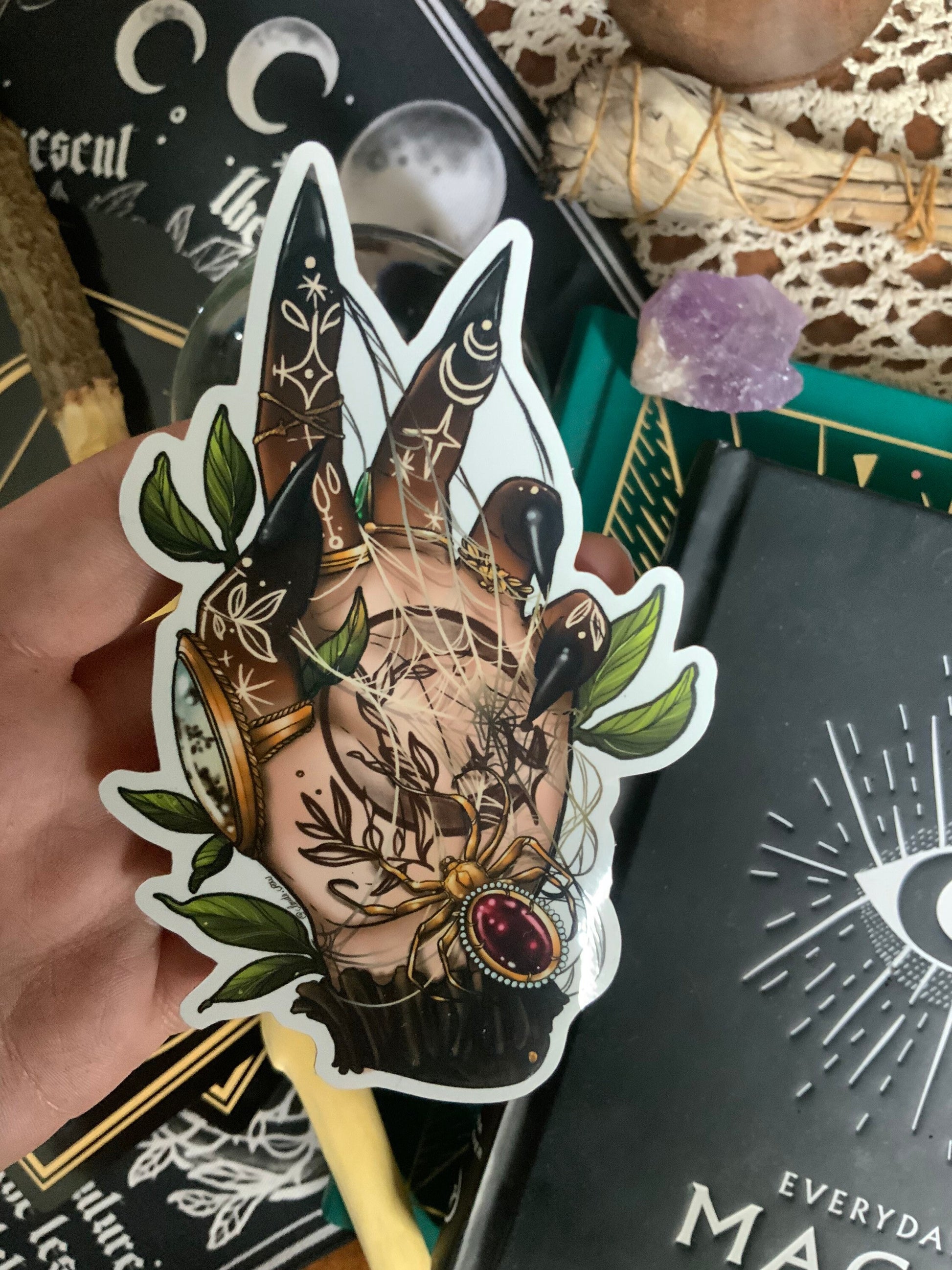 Spider witch sticker