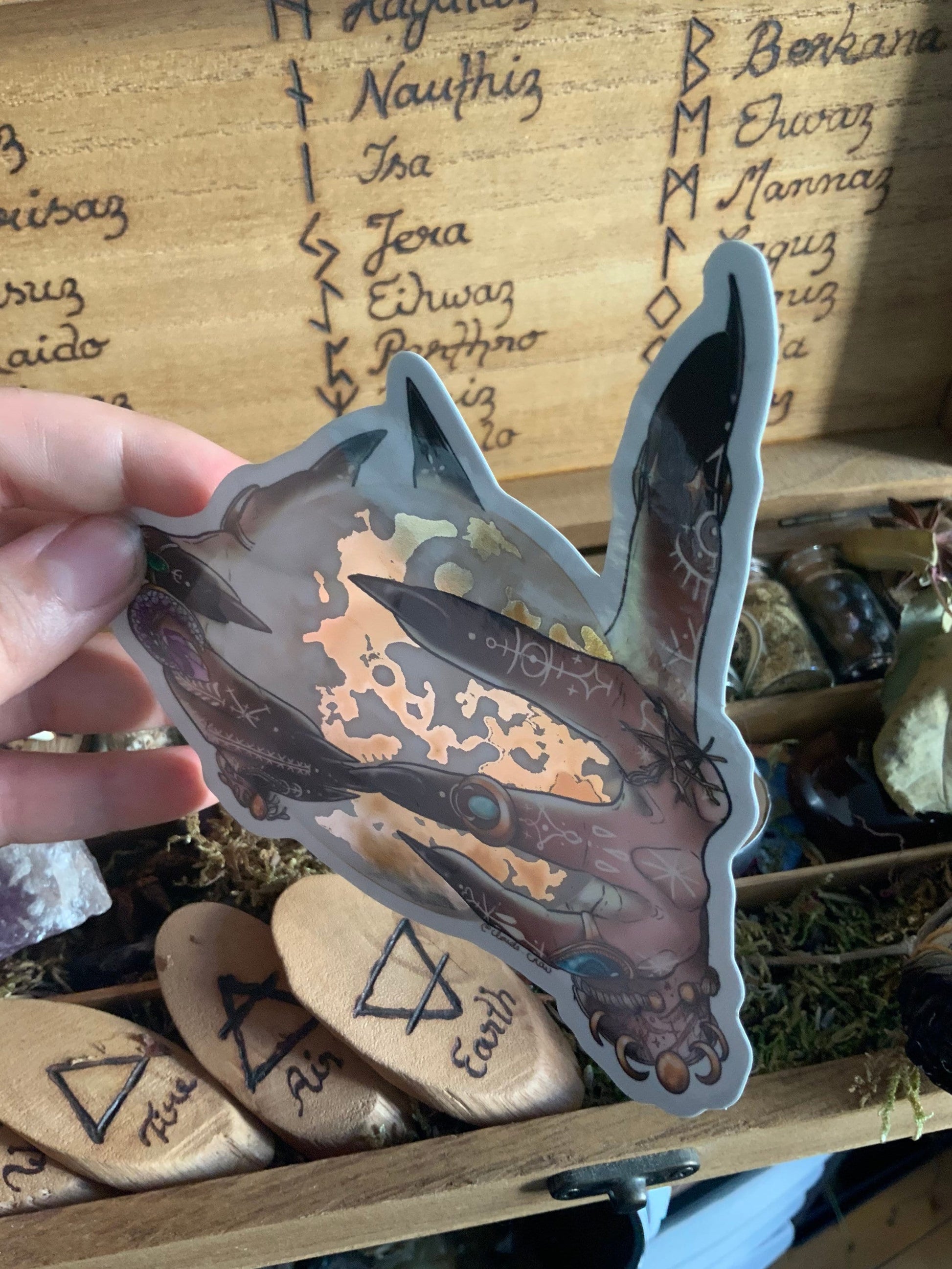 Moon holder witch metallic gold sticker